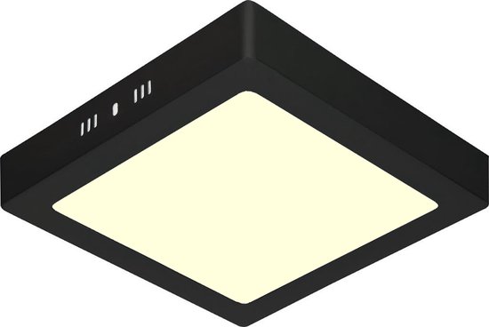 LED Downlight - 18W - Warm Wit 3000K - Mat Zwart - Opbouw - Vierkant - Aluminium - 225mm