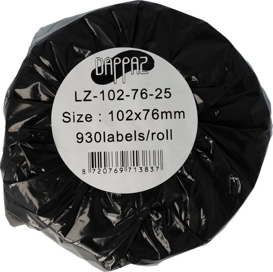 Dappaz 7 Stuks Compatible Zebra Labels Wit 102 X 76 Mm 930 Etiketten Per Rol Kern 9596