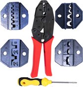 5-in-1 krimptangenset, Nikang-krimptang met 4 verwisselbare bekken voor geÃ¯soleerde / niet-geÃ¯soleerde kabelschoenen, coaxiale stekker, kabelschoenen, adereindhulzen, platte stekkers, C05