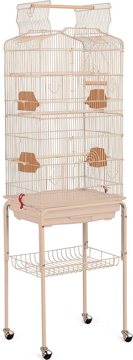 Bol.com Papa Simba XXL Vogelkooi voor Parkieten & Kanaries - Met Standaard, Wielen, Zitstokken & Voerbakken - Sterk Metaal- Aman... aanbieding