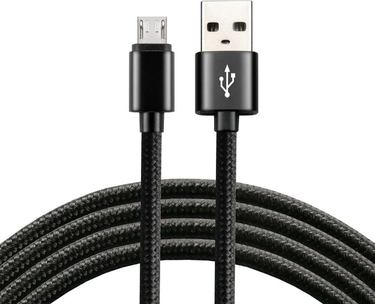 everActive Micro USB Kabel, Nylonkabel, schnelles Laden mit bis zu 2,4 A, 100 cm lang, schwarz, Modell: CBB-1MB