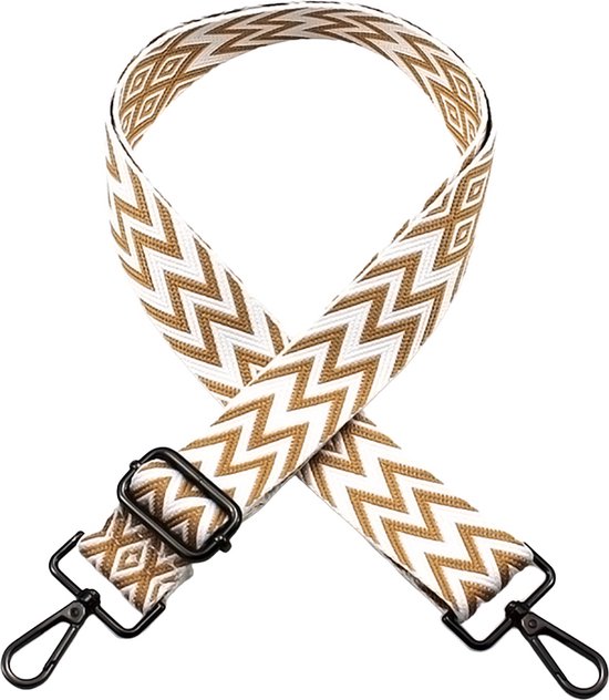 Schouderband voor Tas - Draagband Zigzag - 4 cm - Lichtbruin
