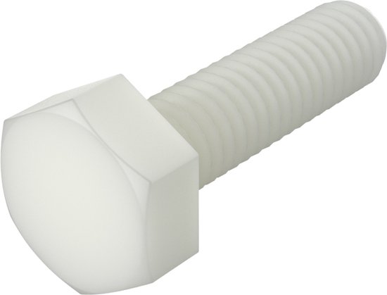 (24 STUKS) M5X25 TAPBOUT ZESKANT NYLON (POLYAMIDE) DIN 933 (ISO 4017)