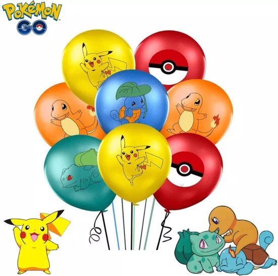 Pokémon - Ballonnen - Latex Ballonnen - Knoopballonnen - 10 stuks - Mix - 5 Kleuren - Themafeest - Versiering - Decoratie - Verjaardag - Birthday - Partijtje - Kinderfeestje - Kinderen