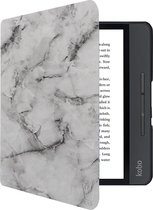 Hoes geschikt voor Kobo Libra 2 - Book Case Premium Sleep Cover Leer Hoesje met Auto/Wake Functie - Marmer