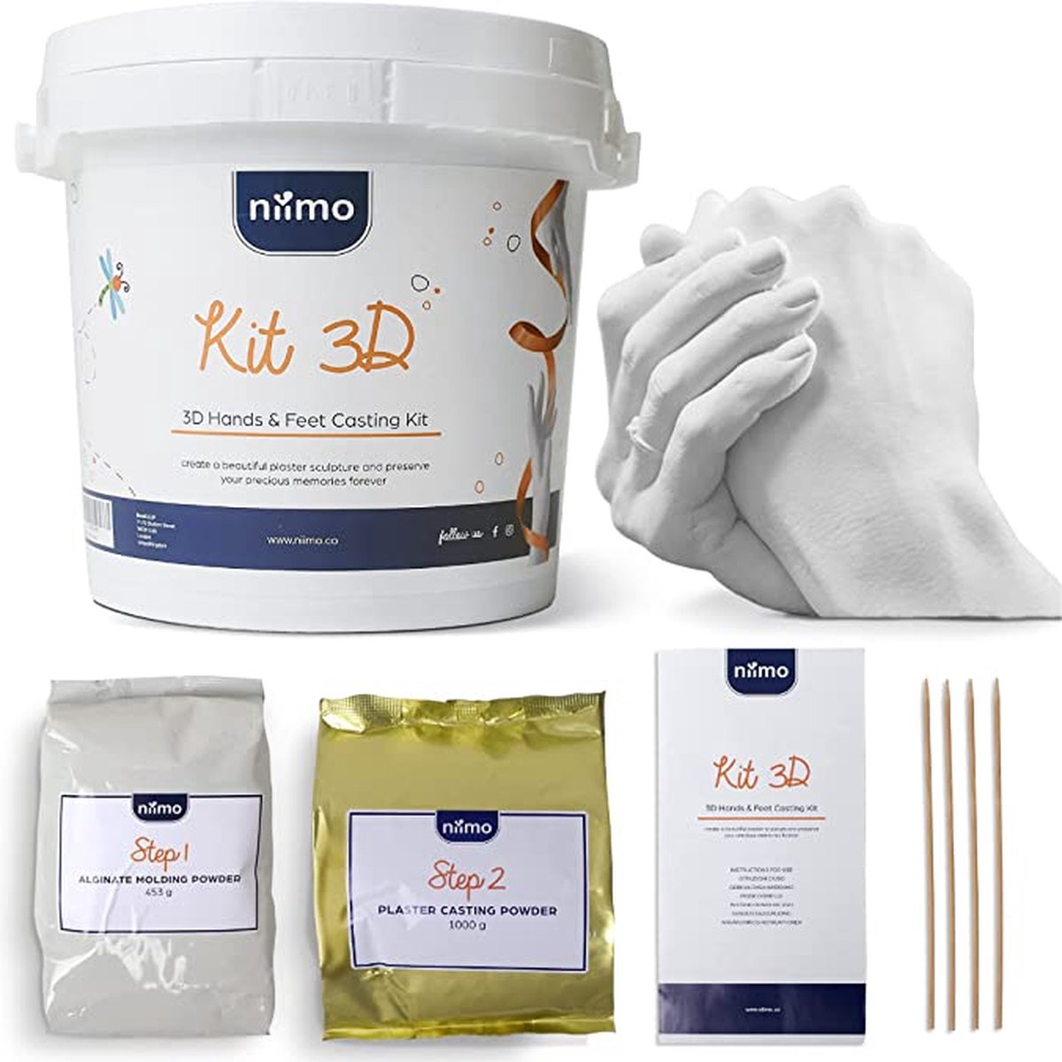 Goedkoopste Handafdrukset , Handen Casting Kit , Handafdruk Set voor Koppels voor vele Gelegenheden, 3D Hand Molding Kit all-in-one Hand-Casting Kit met Alginaat en Gips,Doe-Het-Zelf / Babygeschenkset
