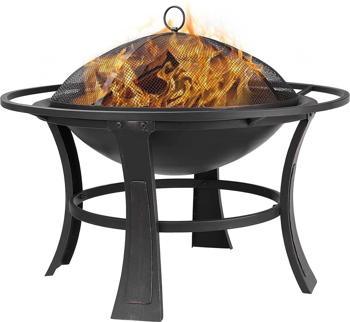 acerto 31187 - Robuuste goulashketel voor kampvuur en grill | emaille pan voor vuurkorven | goulashketel 6 liter | pan voor zwenkgrill of vuurschaal