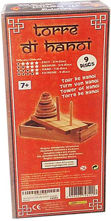 Thumbnail van een extra afbeelding van het spel Logica Giochi Houten Toren van Hanoi, X000MFVZ6T, 8,5×21,5x4cm