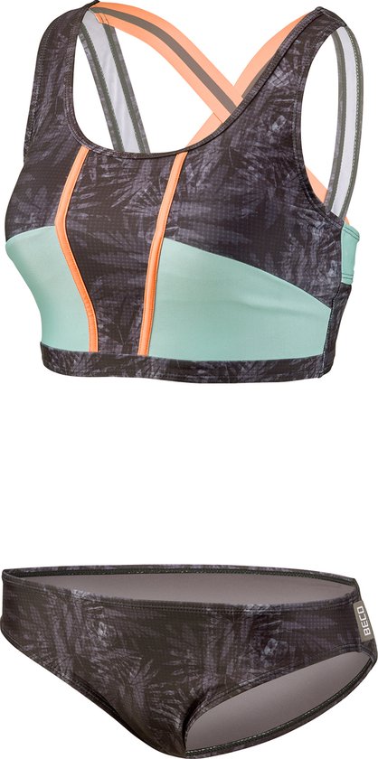BECO sport bikini, gevoerd, uitneembare pads, zwart/multi color, maat 38