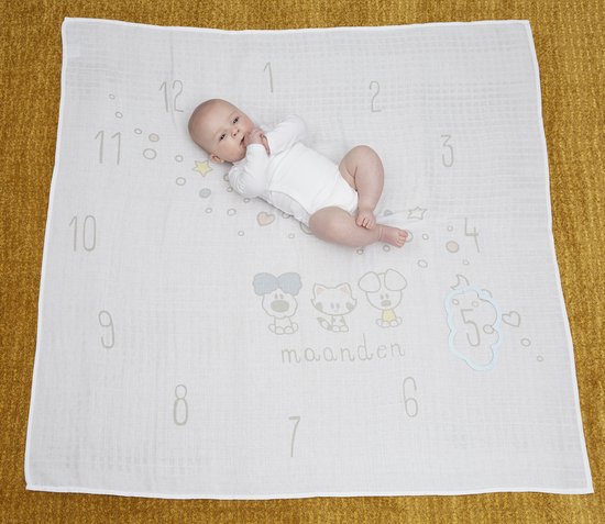 Meyco Baby Woezel & Pip swaddle - hydrofiel - multicolour - 120x120cm — afbeelding 4