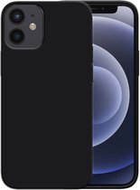 Smartphonica Siliconen hoesje voor iPhone 12 Mini case met zachte binnenkant - Zwart / Back Cover geschikt voor Apple iPhone 12 Mini