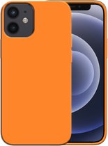 Smartphonica Siliconen hoesje voor iPhone 12 Mini case met zachte binnenkant - Oranje / Back Cover geschikt voor Apple iPhone 12 Mini