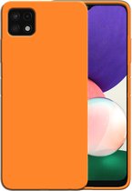 Smartphonica Siliconen hoesje voor Samsung Galaxy A22 5G case met zachte binnenkant - Oranje / Back Cover geschikt voor Samsung Galaxy A22 5G