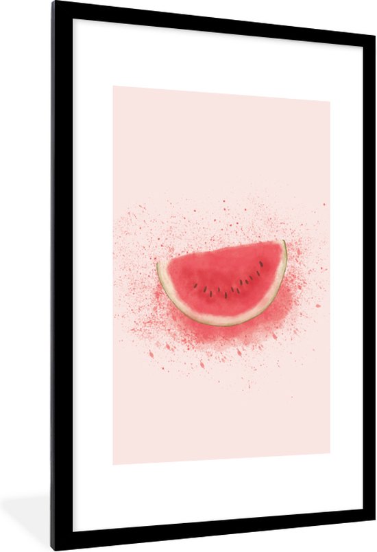 Fotolijst incl. Poster - Watermeloen - Fruit - Pastel - Zomer - 60x90 cm - Posterlijst