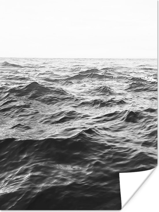 Poster Zee - Water - Natuur - Zwart wit - 120x160 cm XXL