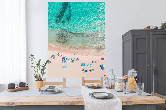 Poster Mer - Plage - Eté - Parasols - Blauw - 120x160 cm XXL