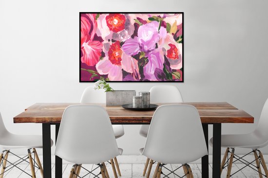 Cadre photo avec affiche - Rose - Orchidée - Fleurs - Couleurs - Botanique - 120x80 cm - Cadre pour affiche