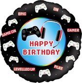 Gaming - Gamers - Controllers - Folie ballon - Helium ballon - Happy birthday - 43cm - Leeg - 1 stuks.