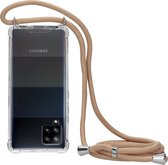 Mobiparts Lanyard Case geschikt voor Samsung Galaxy A42 5G - Beige Transparant