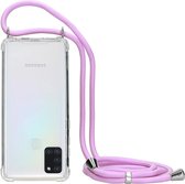 Mobiparts Lanyard Case geschikt voor Samsung Galaxy A21s - Roze Paars Transparant