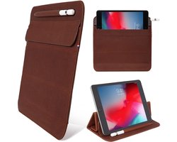 DECODED Foldable Sleeve geschikt voor iPad Mini, Samsung Tab S7/ S8 en Fire 7 - Hoogwaardig Europees Leer, Tablethoes tot 7.9" - Bruin
