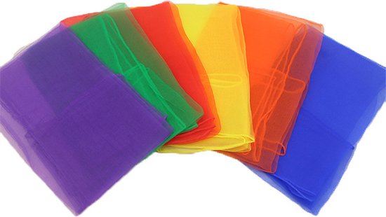 Zawaer 30 stuks jongleerdoeken, chiffondoeken voor dansen, jongleren kleurrijke doeken, dansdoek, sensorische sjaaldoek, kleuterschool, kinderuitvoeringen, dansdoeken voor dans, jongleren en spelletjes (10