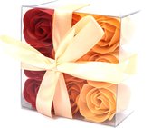 Zeep bloemen - Oranje rozen set van 9
