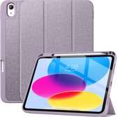 Geschikt Voor iPad 10 Hoes - 10e Generatie - 10.9 Inch - 2022 - Cover - Solidenz 10.9 Trifold Bookcase - Case Met Autowake - Hoesje Met Pencil Houder - A2757 - A2777 - A2696 - Paars