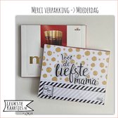 Kaartkadootje Merci -> Moederdag - No:03 (Merci Chocola - Liefste mama-gouden glitter kleurige dots-Zwart/Wit streep) - LeuksteKaartjes.nl by xMar