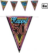 6x luxe Vlaggenlijn 50 jaar neon 10 meter - Abraham Sarah Festival thema feest party fluor feest verjaardag