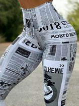 vrouwen broek-Nieuwe trend vrouwen krantenprint butt lifting broek femme anime hoge taille skinny broek sportieve dame