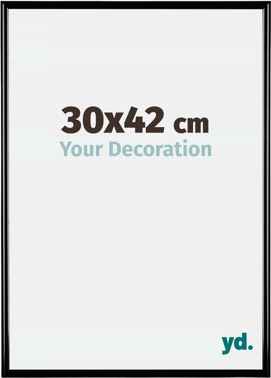 Zwarte fotolijst met tekst '30x42 cm Your Decoration' en yd. logo.