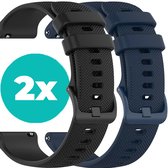 Bracelets pour montres connectées - Lot de 2 - Bracelet en Siliconen - Zwart - Bleu foncé - Bracelet 18 mm - Lot de 2 - Convient pour Vivoactive 4s / Garmin Venu 2s / Garmin Vivomove 3s