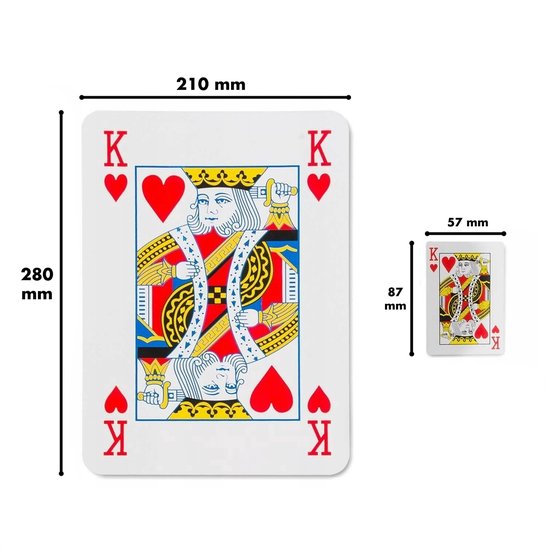 Thumbnail van een extra afbeelding van het spel XL Speelkaarten 5 Deck / Stok – Extra Grote Spelkaarten – Kaarten - Kaartspellen - Pesten – Klaverjassen – Toepen – Poker – Jokeren – Eenentwintigen – Eenendertigen – Kwartetten - Bridge – Hartenjagen – Patience – Ezelen – Liegen – Spel – Blackjack
