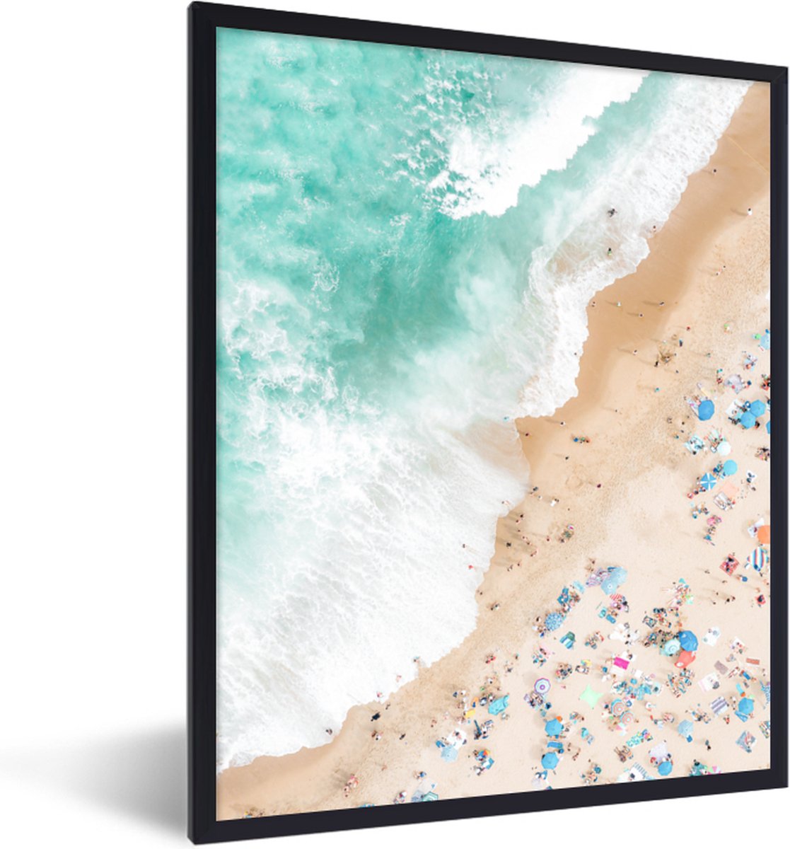 Fotolijst incl. Poster - Zee - Strand - Parasols - Zomer - 30x40 cm - Posterlijst