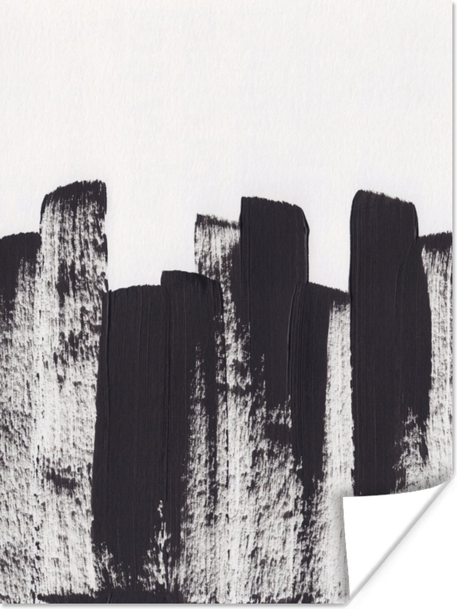 Poster Verf - Abstract - Zwart - Wit - 60x80 cm