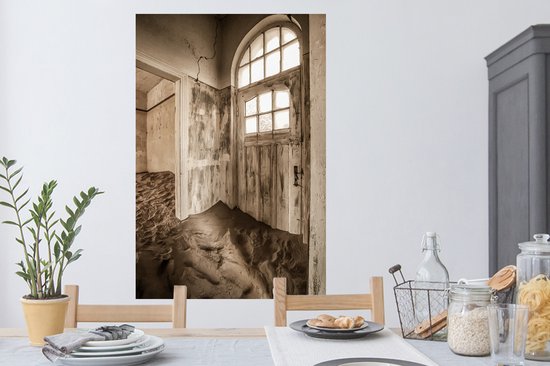 Stickers muraux - Film autocollant - Maison - Sable - Porte - Architecture - 80x120 cm - Film adhésif - Stickers muraux chambre d'enfant - Papier peint autocollant - Papier peint autocollant - Film autocollant