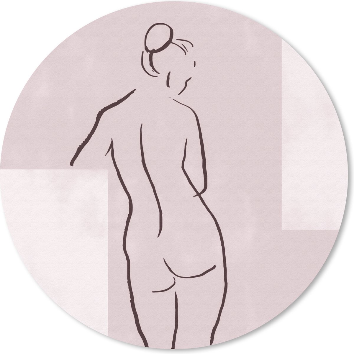 Muismat rond 50x50 cm - Mousepad Vrouw - Line art - Lichaam - Pastel - Ronde muismatten