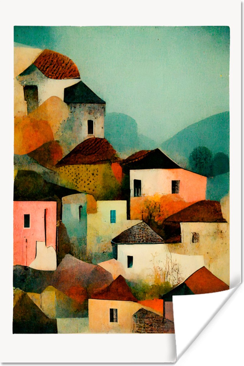 Italië - Architectuur - Dorp - Pastel - Kunst