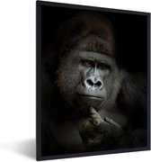 Poster dieren - Posters - Gorilla - Aap - Dieren - Zwart wit - Posterlijst - Frame - Muurdecoratie - 30x40 cm