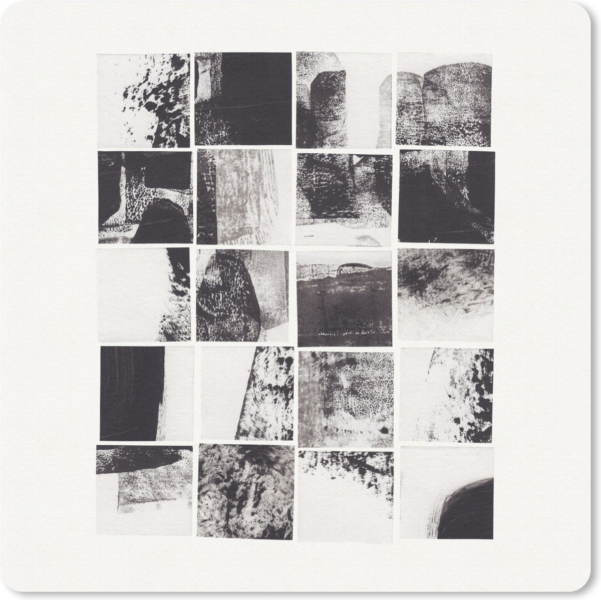 Muismat 20x20 cm - Mousepad Mozaïek - Abstract - Zwart - Wit - Muismatten