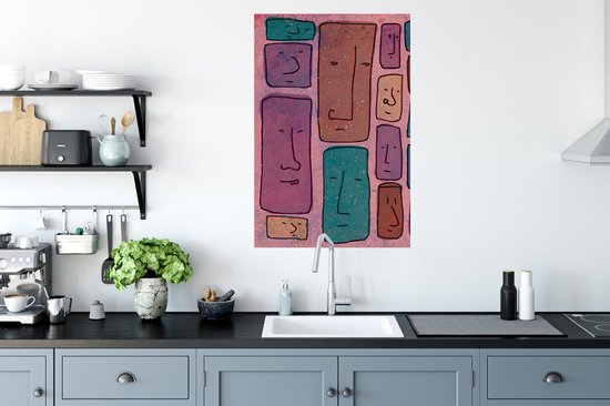 Muurstickers - Sticker Folie - Vintage - Gezicht - Abstract - Kunst - Patroon - 60x90 cm - Plakfolie - Muurstickers Kinderkamer - Zelfklevend Behang - Zelfklevend behangpapier - Stickerfolie