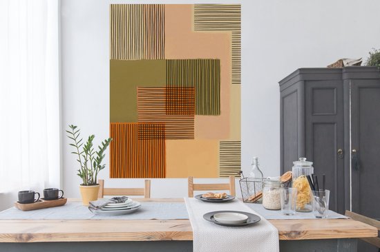 Poster Abstract - Lijnen - Kubus - Patchwork - 120x160 cm XXL