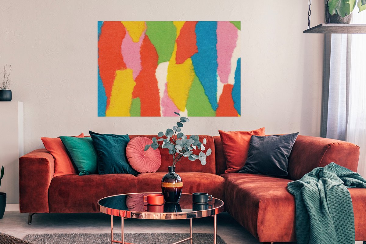 Poster Abstract - Vormen - Collage - Retro - 120x90 cm