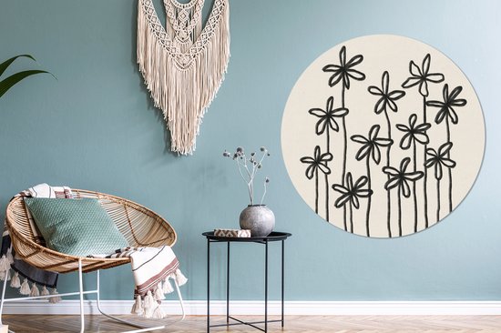 WallCircle - Wandcirkel ⌀ 140 - Bloemen - Planten - Pastel - Abstract - Ronde schilderijen woonkamer - Wandbord rond - Muurdecoratie cirkel - Kamer decoratie binnen - Wanddecoratie muurcirkel - Woonaccessoires