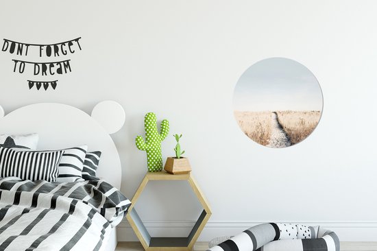 WallCircle® Wandcirkel 30x30 cm - Muurcirkel Pad - Zand - Planten - Natuur - Muurdecoratie woonkamer - Wanddecoratie slaapkamer - Kamer decoratie accessoires - Ronde schilderijen
