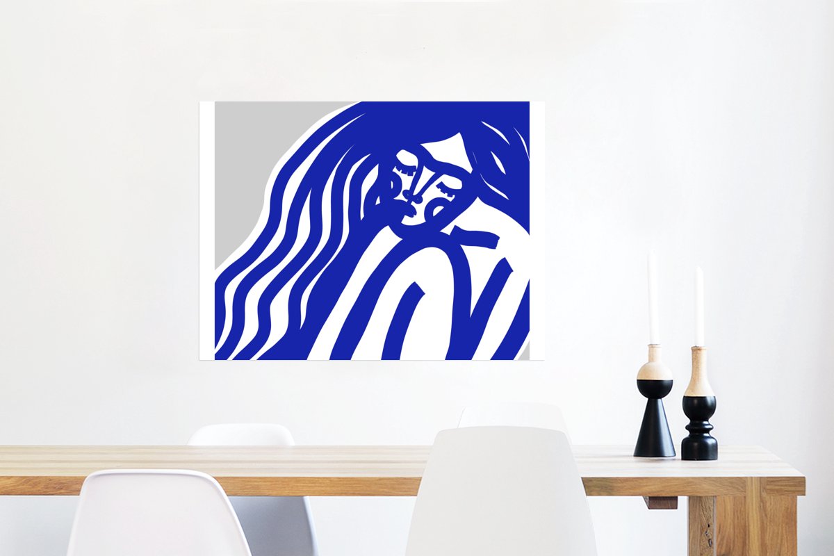 Blauw - Portret - Vrouw - Abstract