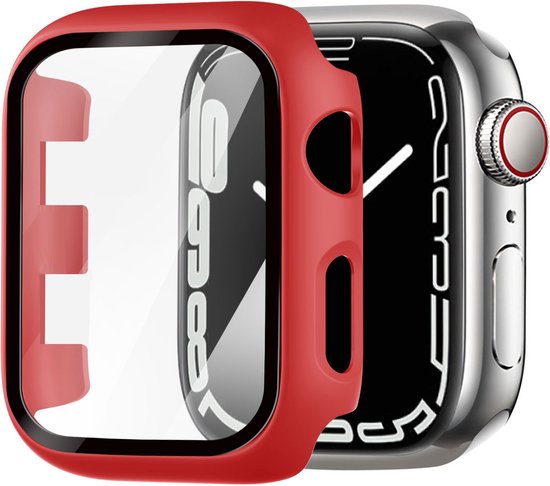 Strap-it Geschikt voor Apple Watch PC hard Case - Geschikt voor Apple Watch 7 / 8 / 9 - 41 mm - rood - hoesje - beschermhoes - protector - bescherming