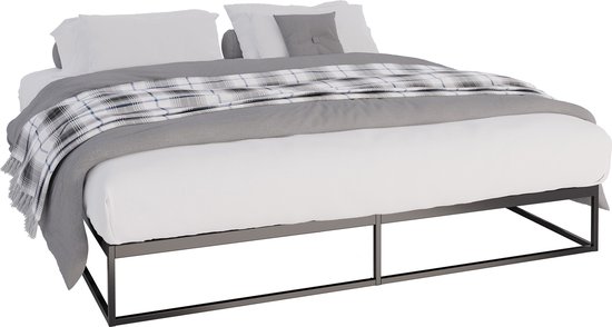 CLP Scala Metalen bed - Bedframe - zwart 200x180x25 cm