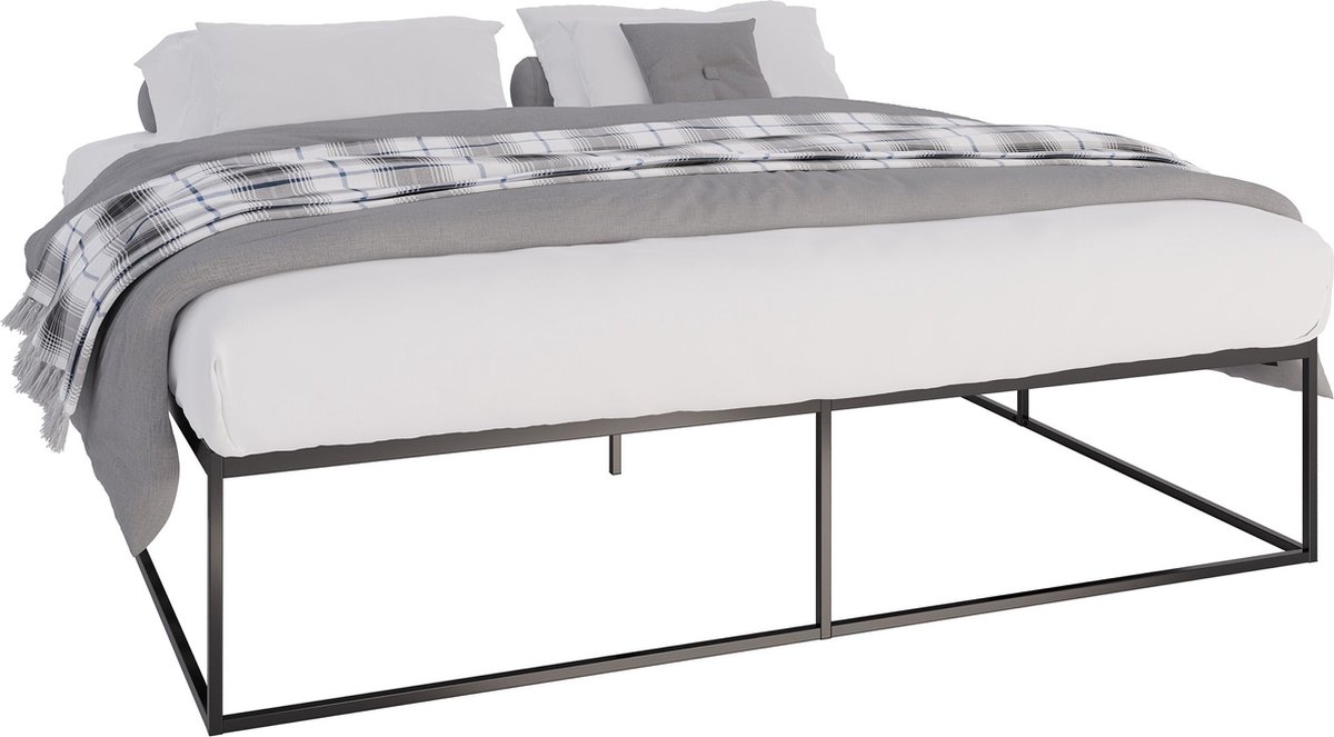 CLP Scala Metalen bed - Bedframe - zwart 200x200x46 cm